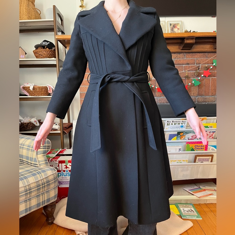 Princess cut 100% heavy Wool Vintage Women’s Winter coat XS/S True Black